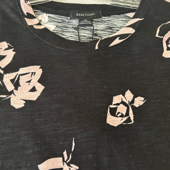 Sanctuary Black and Pink Rose Print Tee - Picture 3 of 5